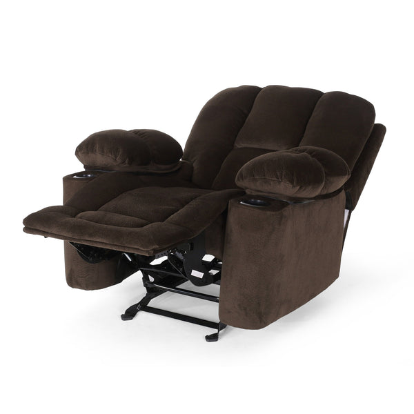 English Elm Christopher Knight Home® - Luxurious Manual Recliner Chair with Skin-Friendly Fabric, Dual Cup Holders, Ergonomic Padded Comfort Chocolate 57578.00CHO