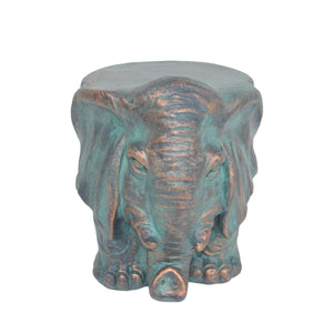 English Elm Christopher Knight Home® - Elephant Copper Patina Garden Stool - Weather-Resistant Magnesium Oxide Accent Table, 16.75L x16W x14.25H 63393.00COP