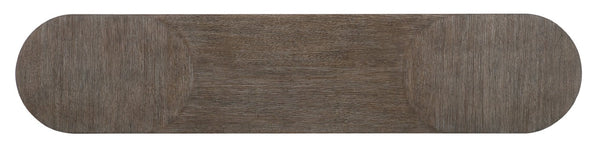 Hooker Furniture Modern Mood Console Table With Rounded Rectangle Silhouette, Oak Veneer, Pewter Accents, Streamlined Style Medium Brown 6850-80251-89