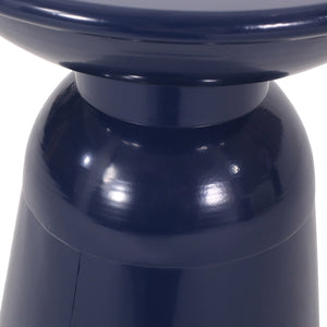English Elm Serenita Outdoor Powder Coated Iron Pedestal Side Tables Sculptural Flared Set of Two Navy Blue 73614.00NBLU