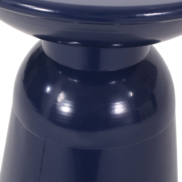 English Elm Serenita Outdoor Powder Coated Iron Pedestal Side Tables Sculptural Flared Set of Two Navy Blue 73614.00NBLU
