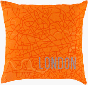 Surya City Maps Accent Pillow 18"L X 18"W - Charming Cotton Home Decor With Unique City Design & Care! Slate Cotton Sy019-1818d
