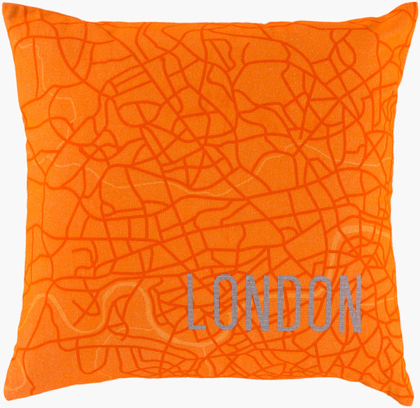 Surya City Maps Accent Pillow 18"L X 18"W - Charming Cotton Home Decor With Unique City Design & Care! Slate Cotton Sy019-1818d