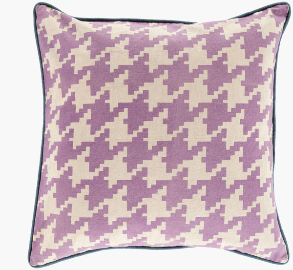 Surya Houndstooth Accent Pillow - 20" Cotton Decorative Pillow For Living Room, Bedroom Comfort & Style Mauve Cotton Sy039-2222