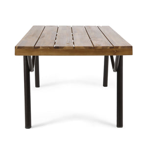 English Elm Christopher Knight Home® - CANOGA Teak Acacia Coffee Table with Rustic Metal Legs, 50" Wide Durable Accent Table, No Assembly Required 62256.00TFNH