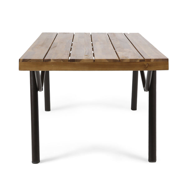 English Elm Christopher Knight Home® - CANOGA Teak Acacia Coffee Table with Rustic Metal Legs, 50" Wide Durable Accent Table, No Assembly Required 62256.00TFNH