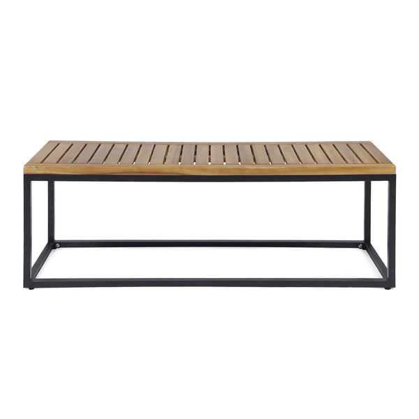 English Elm Christopher Knight Home® - JECO Industrial Wood and Metal Bench with Acacia Wood Seat and Black Iron Frame, Handcrafted Durable Finish Teak 62622.00WTCBLK