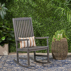English Elm Christopher Knight Home® - Acacia Outdoor Porch Rocking Chair – Durable Acacia Hardwood, Rustic Slat Design, Smooth Rocking Motion DARK GREY 65490.00DGRY