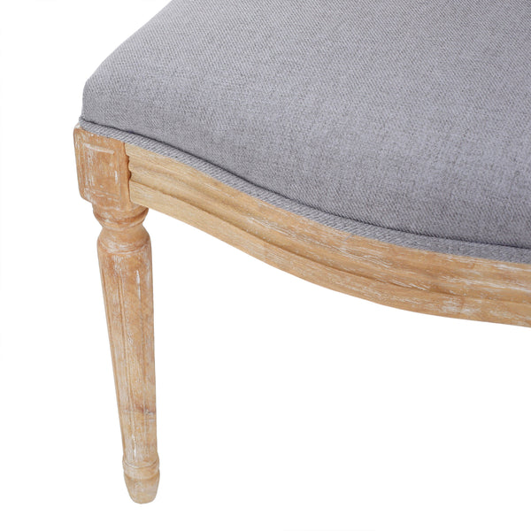 English Elm Kd French Country Rubberwood Dining Chairs Fluted Legs Padded Seat Set of 2 60352.00LGY