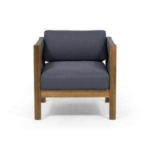 English Elm Christopher Knight Home® - LAUREL Club Chair Teak Acacia Wood with Handwoven Rattan Rope, Water-Resistant Cushions, Modern Outdoor Flair 65439.00GRY