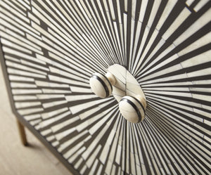 English Elm Steve Silver - Amika Sunburst Bone 2-Door Accent Cabinet in Black — Art Deco Resin & Brass Hardware, Adjustable Shelves B081P157280