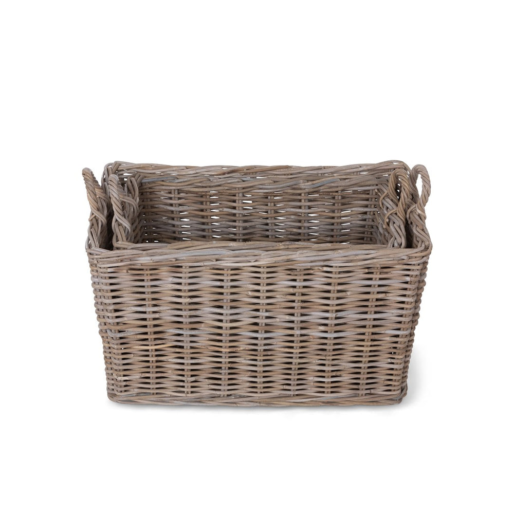 Park Hill Rattan Woven Storage Basket with Casters - Set of 2 ECW30217
