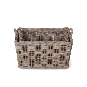 Park Hill Rattan Woven Storage Basket with Casters - Set of 2 ECW30217