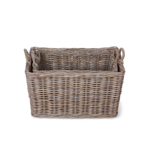 Park Hill Rattan Woven Storage Basket with Casters - Set of 2 ECW30217