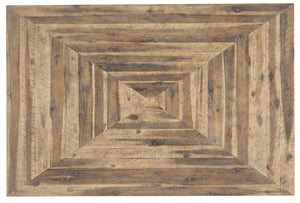 Hooker Furniture St. Armand Rectangular Cocktail Table With Distressed Acacia Top And Brushed Pewter Metal Base, Modern Minimalism Bronze 5601-80109-LTWD