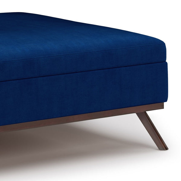 English Elm Owen Square Velvet Storage Ottoman - Versatile Mid-Century Coffee Table & Footrest In Blue Color B136P159170-GIGA