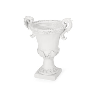 English Elm Mgo Roman Botanical Relief Urn Planter Faux Stone Finish for Patio or Entryway 63404.00WHI