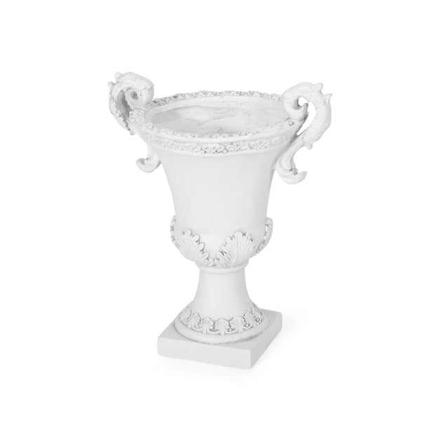 English Elm Mgo Roman Botanical Relief Urn Planter Faux Stone Finish for Patio or Entryway 63404.00WHI