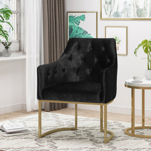 English Elm Christopher Knight Home® - CLUB Plush Altay Velvet Armchair with Gold Accents and Curved Modern Glam Design, Luxe Accent Seat Black 65362.00