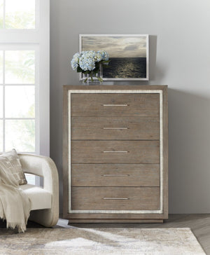Hooker Furniture Serenity Coastal Five-Drawer Chest In Malibu Two-Tone Finish — Soft-Close Drawers, Cedar & Felt Liner 6350-90110-95