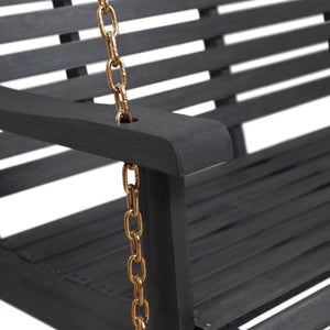 English Elm Tasmania Acacia Hardwood Porch Swing Slatted Outdoor Bench with Hanging Chains 69655.00DGRY