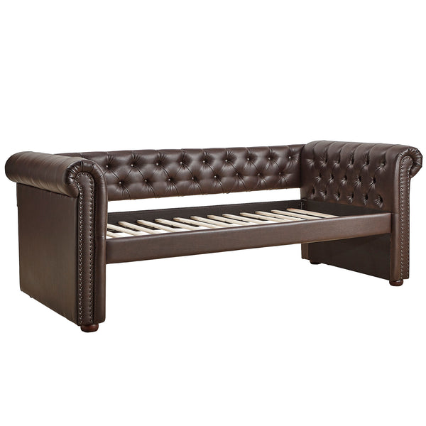 Homelegance By Top-Line Pietro Chesterfield Daybed Brown Linen
