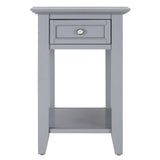 Homelegance By Top-Line Cerie 1-Drawer Side Table with Charging Station Grey Wood