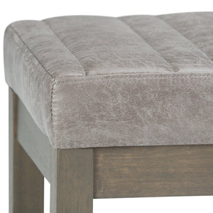English Elm Casey Distressed Saddle Brown Ottoman Bench with Quilted Faux Leather, Solid Wood Driftwood Base, 48" Gray B136P159220