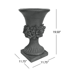 English Elm Mgo Handcrafted Urn Planter Pedestal Style Weather Resistant Patio Garden Accent 63410.00GRY