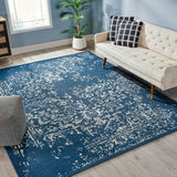 Christopher Knight Home® - Noble House - Althoff 7'10" X 10' Indoor/Outdoor Area Rug, Blue and Ivory