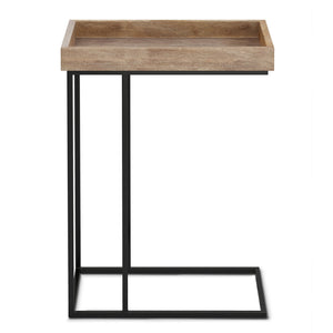English Elm Gallagher Handcrafted C Side Table in Natural Mango Wood with Black Metal Frame — Slide-Under Design B136P158667