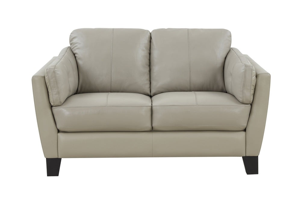 Porter Designs Porter Bergamo Elegant Cream Leather Loveseat With Tufted Arms And Espresso Legs For Stylish Comfort Cream Leather 02-189-02-4617
