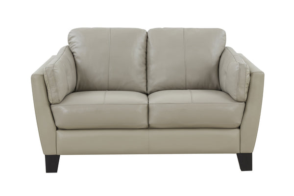 Porter Designs Porter Bergamo Elegant Cream Leather Loveseat With Tufted Arms And Espresso Legs For Stylish Comfort Cream Leather 02-189-02-4617