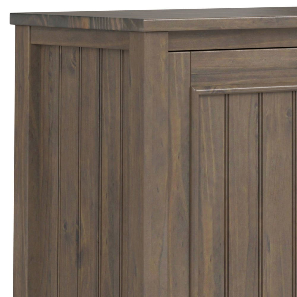 English Elm Lev Solid Wood Low Storage Cabinet Smoky Brown – Handcrafted Transitional 2-Door Cabinet w/ Shelves, Bronze Handles B136P158818