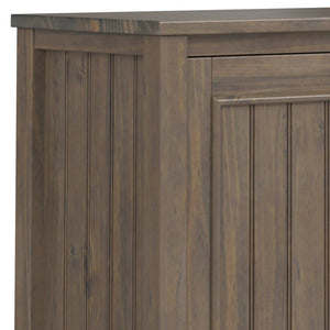 English Elm Lev Solid Wood Low Storage Cabinet Smoky Brown – Handcrafted Transitional 2-Door Cabinet w/ Shelves, Bronze Handles B136P158818