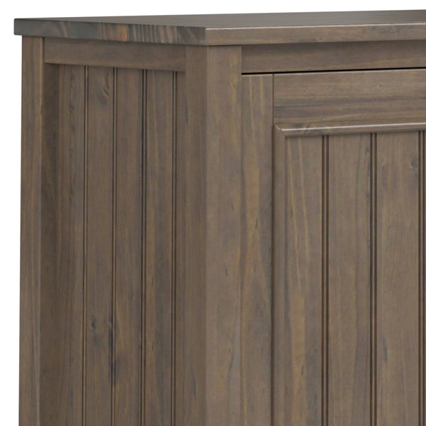 English Elm Lev Solid Wood Low Storage Cabinet Smoky Brown – Handcrafted Transitional 2-Door Cabinet w/ Shelves, Bronze Handles B136P158818