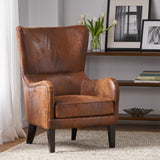 Christopher Knight Home® - Noble House - Lorenzo Contemporary Microfiber Wingback Club Chair with Nailhead Trim