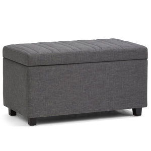 English Elm Darcy Storage Ottoman Bench - Stylish Slate Grey Upholstered Design With Hidden Storage & Comfort B136P159120