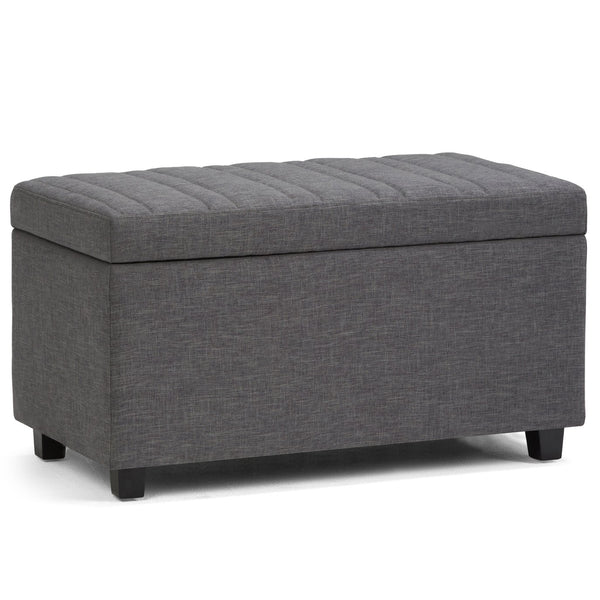 English Elm Darcy Storage Ottoman Bench - Stylish Slate Grey Upholstered Design With Hidden Storage & Comfort B136P159120