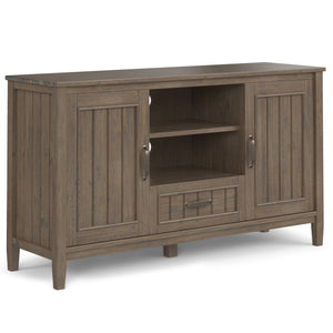 English Elm Lev Smoky Brown TV Media Stand for TVs up to 60" — Handcrafted Solid Wood, Adjustable Shelves, Cord Management, Brushed Bronze Handles B136P158821