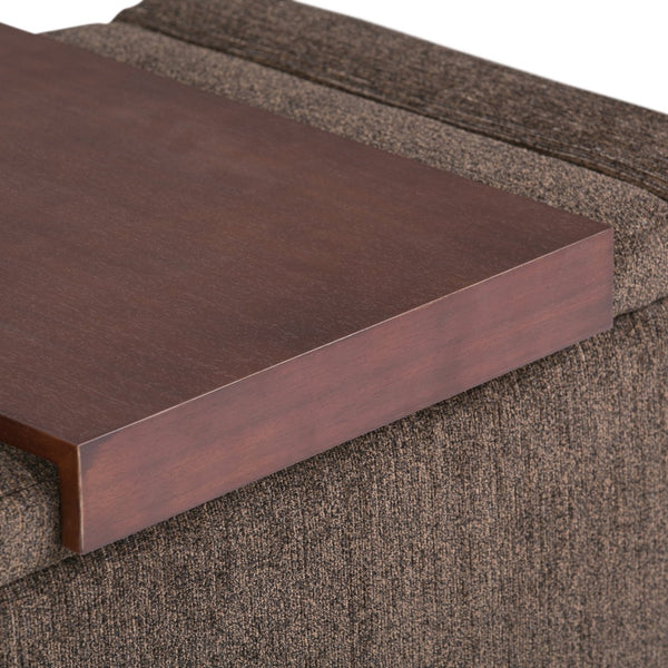 English Elm Bretton Lift-Top Storage Ottoman in Deep Umber Brown Chenille Fabric with Tray and Large Interior Storage B136P159221