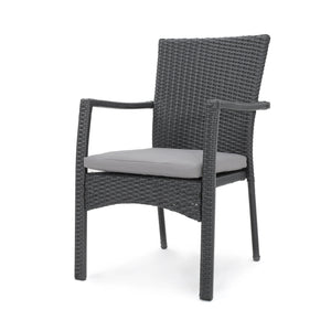 English Elm Christopher Knight Home® - CORSICA Wicker KD Dining Chair with Water-Resistant Removable Cushion — Stylish Outdoor Seating for Patios Grey 37.5 L x 21.5 W x 10.25 H 56424.00GRY