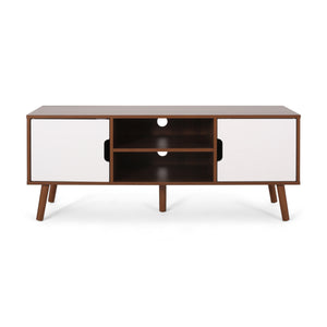 English Elm Tv Stand Mid-century Modern with Splayed Pine Legs and Three Staggered Storage Drawers 66758.00WALNWHT