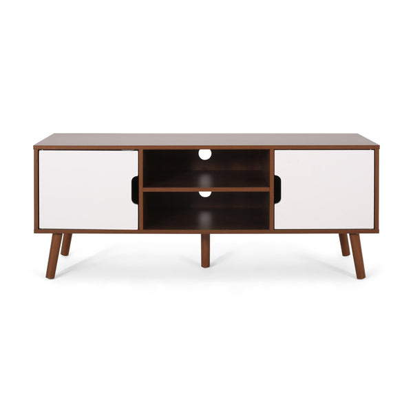 English Elm Tv Stand Mid-century Modern with Splayed Pine Legs and Three Staggered Storage Drawers 66758.00WALNWHT
