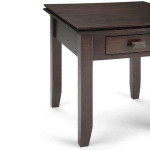 English Elm Artisan End Table In Rich Tobacco Brown - Handcrafted Solid Wood With Functional Drawer Storage B136P158694
