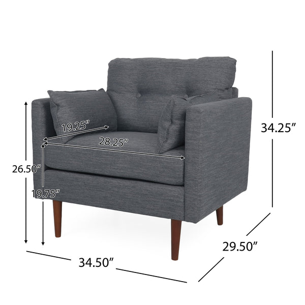 English Elm Christopher Knight Home® - CLUB Chair with Plush Fabric Upholstery and Walnut Birch Legs — Stylish Comfortable Accent Seating for Living Rooms Charcoal 30.75 L x 25.75 W x 21 H 71571.00CHAR
