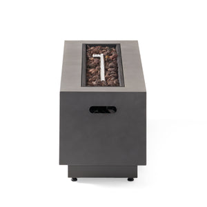 English Elm 40" Outdoor Propane Fire Pit 50000 Btu Powder Coated Iron Rectangular Patio Warmer 62836.00CONRT-50K_67760.00CONR