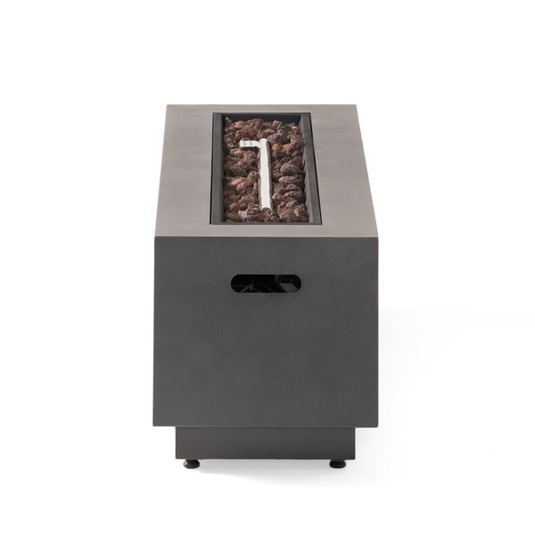 English Elm 40" Outdoor Propane Fire Pit 50000 Btu Powder Coated Iron Rectangular Patio Warmer 62836.00CONRT-50K_67760.00CONR