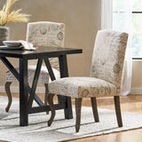 Christopher Knight Home® - Noble House - Crown Top French Script Beige Fabric Dining Chair - Set of 2