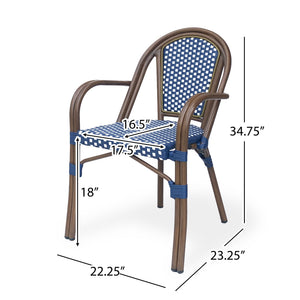English Elm Bistro Wicker Outdoor Dining Chairs Set of Two with Rust Resistant Aluminum Frame Patio 72905.00NVY